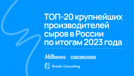 Союзмолоко: доля ТОП-20 крупнейших сыродельных компаний выросла до 75%